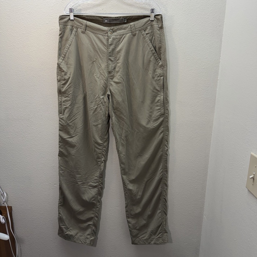 REI‎ Cargo Pant Men 36x34 Khaki Ripstop Outdoors Hiking Baggy 100% Nylon